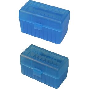 MTM 50 Round Flip-Top Rifle Ammo Box 270 Win 280 Rem 30-06, Blue 50 Round Rifle Ammo Box 17, 204, 223, 5.56x45, 6x47