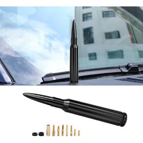 Hawyet 1 PC Bullet Car Modification Antenna Replacement, 5.4In x 0.8In Waterproof Anti Theft Metal Antenna, Vehicle Signal Amplifier Compatible with Ford F150 Wrangler Jeep Chevrolet (Black)