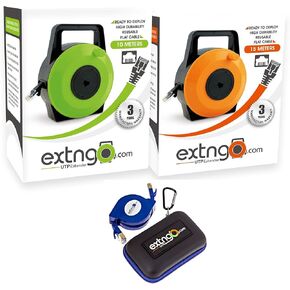 Retractable Ethernet Cables Bundle, 50 Feet (15 Meter) + 30 Feet (10 Meter) CAT 6 Flat Internet Extensions, Plus an Extra 4 Ft CAT7 Retractable Patch Cord for Day to Day Technical Battles