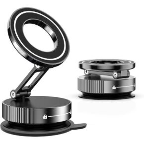 Vacuum Magnetic Phone Holder for Magsafe(Must be Smooth Pad),Strongest Suction Magnetic 360° Adjustable Car Phone Holder, Cell Phone Holders with Adhesive Paper (JT89-Black-1)