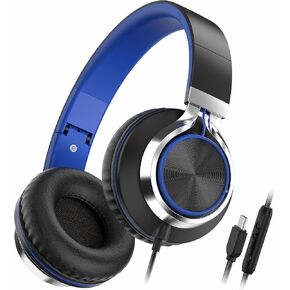 AILIHEN Headphones Wired USB C - Headphones with Microphone and Volume Control for Kids School, Over-Ear Headsets Lightweight Stereo Sound, Type C Jack Compatible with Tablets, Laptops, Phones
