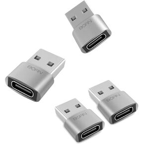 4-Pack USB-C to USB-A Adapters, USB Type-C Female to USB-A Male Converter for iPhone, iPad, Samsung Galaxy Devices