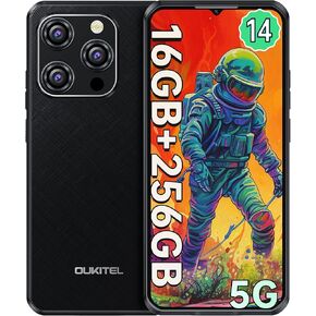 WP52 5G Rugged Smartphone - 16GB+256GB/TF 2TB Android 14 Rugged Phone, 6500mAh Large Battery, 6.6" FHD+ Corning Screen, Dual Sim Cell Phone, 48MP+8MP Camera, NFC/OTG/BT5.2/T-Mobile, Black