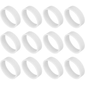 uxcell 12Pcs Silicone Rubber Bands,20mm/0.8" Rubber Bands Rings Cable Ties Strong Elastic Bands Non-Slip for Cord Wrapping Bag Wraps, White