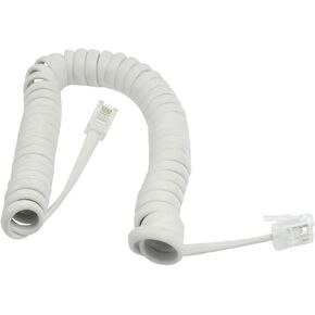 uxcell RJ9 4P4C سلك الهاتف الهاتفي للهاتف للخط الأرضي ، 28 سم تمديد الهاتف الخليوي detangler للهاتف التناظري ، الفاكس ، المودم ، خط هاتف كابل بلاستيكي أبيض لمكتب المنزل