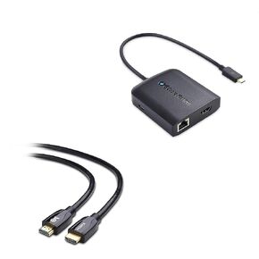 Cable Matters USB C Hub with HDMI 4K, 80W Charging, Gigabit Ethernet, and 3X USB in Black - USB-C and Thunderbolt 3 Port Compatible with Surface Pro 7, MacBook Pro, Dell XPS and More & Premium Certifi