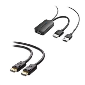 Cable Matters HDMI to DisplayPort Adapter (HDMI to DP Adapter) with 4K Video Resolution Support & DisplayPort to DisplayPort Cable (DP to DP Cable) 6 Feet