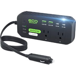 200W Car Power Inverter, DC 12V to 110V AC Car Charger Adapter with Fast Charging [30W USB-C]/18W USB-QC 3.0, Car Pluɡ Adapter Outlet Charger for Laptop, Phone, Tablet