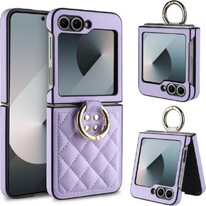 Vofolen for Samsung Galaxy Z Flip 6 Case with Ring, Soft PU Leather Full Body Anti-Scratch Shockproof Protective Slim Flip 6 Phone Case for Galaxy Z Flip 6 for Women Girls, 5G 2024 Leopard Black