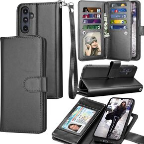 Galaxy A16 5G Case ، Galaxy A16 5G Wallet Case ، Tekcoo Luxury Pu Leather Cash Card Card Slots يحمل غطاء Folio Flip [حالة صلبة مغناطيسية قابلة للانفصال] Kickstand for Samsung A16 5G [Wine Red]
