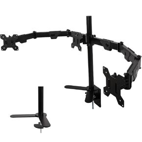 3 شاشة Monitor Desk Mount-Triple Monitor Stand تناسب الشاشات 17-32 بوصة (الحد الأقصى 19.8 رطلاً لكل منهما)-حامل كمبيوتر قابل للتعديل-متوافق مع VESA-Clamp/Grommet قاعدة-مثالية للمنزل والمكتب