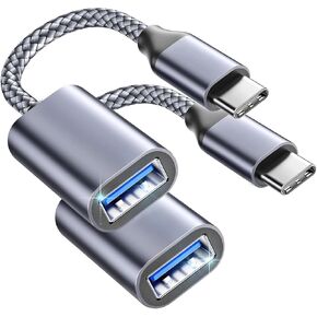 OTG USB-C to USB 3.0 Adapter [2Pack] Thunderbolt 3 Compatible with Apple MacBook Pro/Air iPhone 16 Pro Max/Plus/15 Samsung Galaxy S24/S23/S22/S21