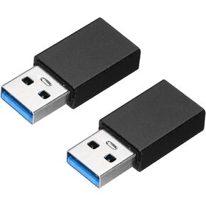 MECCANIXITY 2 Pcs USB Male to Female Adapter, USB 3.0 Coupler Male to Female Connector Converter for Phone Laptop Car Black