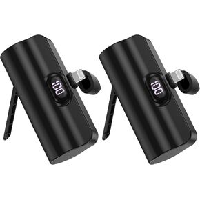 Portable Charger for iPhone, Small Portable Charger with Built-in MFI Certified 12W Lightning Port, 5000mAh Mini Power Bank Works with iPhone 14 and iPhone 13 Series (Black)