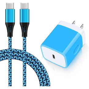 USB C Charger Box for Samsung Galaxy A14 A13 5G A03s A54 S23 A53 S21 FE Z Fold 4 A04S A23 S22 S20 A32 A42 Z Flip4,Pixel 7 6a 5XL 4a,Pad Pro,GiGreen 20W PD Block Power Adapter with 6FT USB C to C Cable