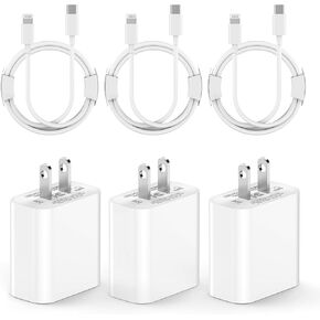 iPhone 14 Charger Fast Charging 3-Pack USB C Wall Fast Charger | PD 3.0 Quick Charge | MFi Certified | 6FT Type C to Lightning Cable Cord for iPhone 14 13 12 11 Pro Max XS XR X 8 SE, iPad Pro/Air/Mini