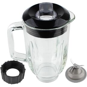 أجزاء بديلة 5 جرة زجاجية من كوب مع حلقة من طوق قاعدة وشفرة ، متوافقة مع Black & Decker 10 سرعات Blender BL2010BP/BL2020