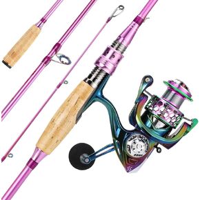 Sougayilang Spinning Rod Reel Combos,Colorful Two Pieces Spinning Pole with Smooth Strong Reel Available for Freshwater Saltwater