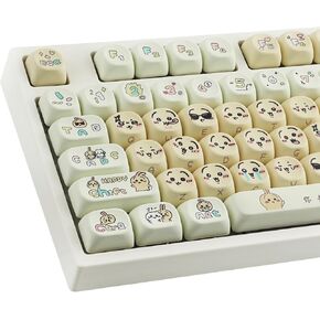 Hyekit PBT Keycaps - MOA Profile, 136 Keys Chiikawa Usagi Dye-Sublimation Cute Custom Keycaps for Cherry Gateron MX Switches Mechanical Keyboard