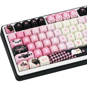 MOA Profile PBT KEYCAPS 134 مفتاح PBT DYE-Sublimation Keycaps with Black & Pink Cut in Kuwait