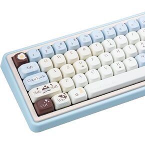 MOA Profile PBT Keycaps 134 Key PBT Dye-Sublimation Keycaps with Black & Pink Cute Cat Custom Keycap Set for Cherry Gateron MX Swithes Mechanical Keyboards