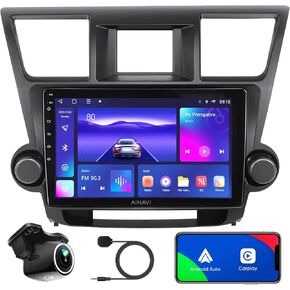 for Toyota Highlander Touch Screen Radio - Built in Wired Wireless CarPlay Android Auto,10 inch Touchscreen Car Stereo Bluetooth Car Radio Receiver w/GPS Audio WiFi Backup Camera(3G+32G,2009-2013)