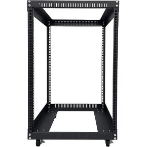 Server Rack 4U Standing Open Frame Rack with 4 Wheels 4 Posts 19Inch Server Equipment Rack Heavy Duty Cold Rolled Steel for Network Servers & AV Gear (4U)