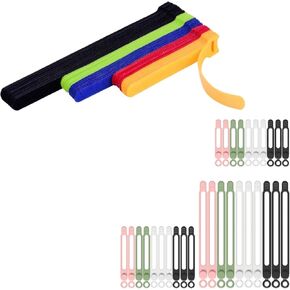 OneLeaf 60 Pcs Reusable Fastening Cable Ties & 30Pcs Silicone Cord Ties