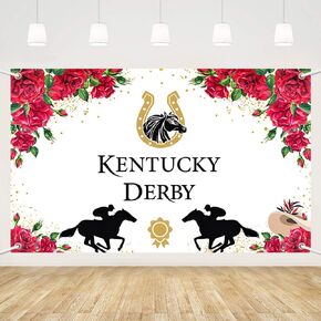MEHOFOND Kentucky Derby Backdrop Kentucky Derby Party Photography Background Red Roses Gold Confetti Indoor Outdoor Horse Racing Party Birthday Party Decoration Decor Photo Booth Prop 6 ftx3.6 ft