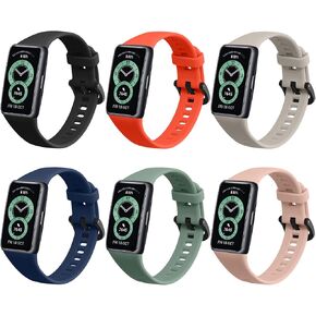 kwmobile Strap Set compatible with Huawei 21mm Band 7 / Band 6 / Band 6 Pro Straps - 6x TPU Silicone Replacement Wristband - Multicolor
