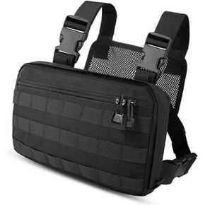 Clakllie Radio Chest Bag Vest Rig Packs with Pocket Lightweight Utility Chest Pack Workouts Cycling Hiking Backpack,Black