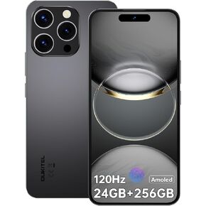 OUKITEL P1 Unlocked Cell Phone - 24GB+256GB/2TB Android 14 Smartphone, Amoled 6.7" FHD+ 120Hz Screen, 5150mAh Battery Mobile Phones, 50MP+32MP Camera, Helio G99, Face ID/Fingerprint, T-Mobile, Black