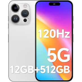 F15 ProMax Unlocked Phones, 12GB+512GB Android Cell Phone, Smartphone8888, 6.8''HD Screen ，108MP+48MP Camera，6800mAh Battery,Android13, 5G/Dual Sim/Face ID/GPS/Bluetooth (Grey)