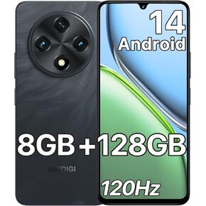 UMIDIGI G100A Unlocked Phone, 6.9" HD+ 120Hz Display, Android 14 Cell Phone, 6000mAh Battery Smartphone, 8+128GB/1TB TF, UNISOC T615, 13MP Camera, 4G Dual SIM Phone, Face ID/Fingerprint, GPS