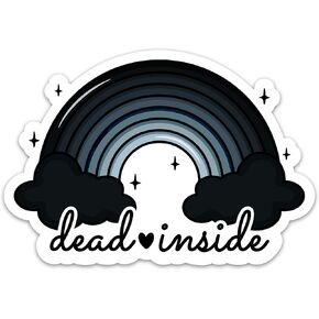 (3PCs) Dead Inside Funny Quotes Sticker, Cute Rainbow Goth Style Stickers for Adults Teen Kids Waterproof Vinyl Stickers for Water Bottle Laptop Phone Case Kindle (3 Inches)