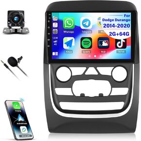2+64G Android 13 Car Stereo for Dodge Durango 2014-2020 with Wireless Carplay Android Auto,9" Touchscreen Car Radio with WiFi GPS Mirror Link Bluetooth EQ FM RDS SWC + Backup Camera