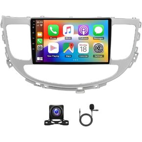 Android 13.0 Double Din Car Stereo for Hyundai Genesis Sedan 2009-2014,9 HD Touch Scree with Wireless Carplay&Android Auto,GPS/WiFi/FM/SWC/1080P Backup Camera/5.0 Bluetooth/AHD Backup Camera/Mic