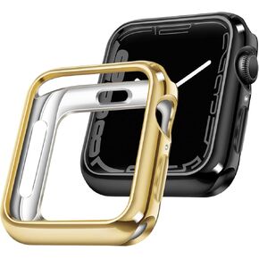 top4cus 38mm Cover Soft Flexible TPU Anti-Scratch Protective 38mm Iwatch Case Compatible with Apple Watch Series 3 Series 2 Series 1, Black Case & Gold Case