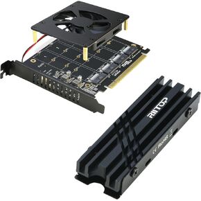 Quad NVME PCIE Adapter مع مروحة + M.2 SSD Heathink لـ 2280 NVME SSD