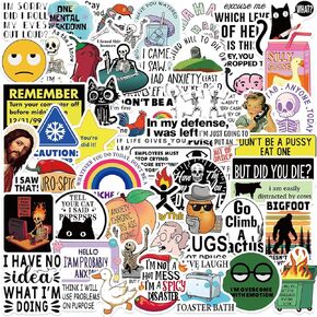 50 Funny Stickers for Adults,Snarky Meme Prank Meme Dirty Hilarious Sticker Pack for Laptop, Hard Hat, Work, Water Bottles, Cars Bumper Guitar, Vinyl Waterproof Decals (Multicolor)