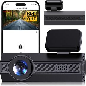 2.5K Car Dash Cam Front, 1440P Car Dash Camera with APP, Mini Dash Cams with WDR Night Vision, 24 Hours Parking Monitor Dashcam, 160°Wide, G-Sensor