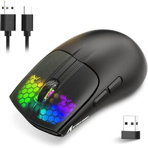 RGB Gaming Mouse, 4000DPI Tri-Mode Bluetooth Wireless Optical Mouse, 6 Programmable Buttons, Ergonomic Mouse Gamer for PC/Mac/Laptop (Black)
