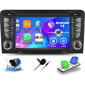 Sixtop [8-Core 4+64g] Sterebor STEROID ADIA A3 S3 S3 RS3 2003-2012 مع CARPLAY Android Auto 59 الموضوع 7 بوصة الشاشة التي تعمل باللمس Bluetooth 5.0 FM/RDS Network DSP 32EQ AI Voice GPS