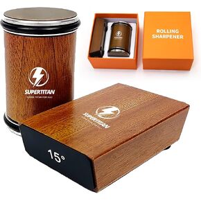 Supertitan’s | Rolling Knife Sharpener Kit | Premium Diamond & Ceramic Discs for Steel of any Hardness | 15° & 20° Adjustable Magnetic Inclination Makes Knife Sharpening Effortless