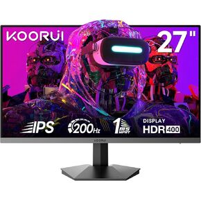 KOORUI 27" Gaming Monitor 200Hz IPS 1ms Fast Response, Ultra-Clear FHD 1080P HDR400, FreeSync/G-Sync, HDMI/DP - Gaming/Office/Home (G2711P)