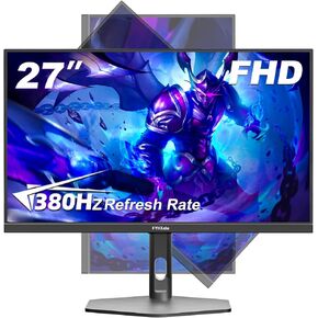 27 inch Gaming Monitor 380Hz, FHD 1080P, 0.5ms Frameless, Ultra Slim Computer Monitor, Height/Pivot/Swivel/Tilt Adjustable Vertical Monitor, Support FreeSync, VESA, DP*2, HDMI*2