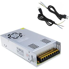 ALITOVE AC 110V/220V to DC 12V 30A 360W Universal Regulated Switching Power Supply with 2-Pack 3.8ft 18 AWG 3 Prong 250V 10A Universal AC Power Supply Cable