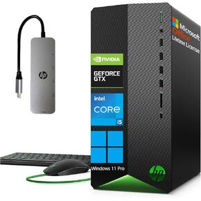 HP Pavilion Gaming Desktop Computer Tower, Intel Core i5 PC Desktop Tower, NVIDIA GeForce GTX 1650, 64GB RAM 2TB SSD, Lifetime Office, Windows 11 Pro, Ethernet Port, Mouse and Keyboard, USB-C, HDMI