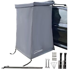 DANCHEL OUTDOOR Car Roof Awning Shower Tent Overland Camping, Waterproof 3.3x3.3ft Privacy Shelter w/LED Light 4 Enclosures Portable Temporary Changing Room Bathroom, Gray