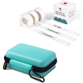Phomemo D30 Label Tape with Green Hard Carrying case Bundle